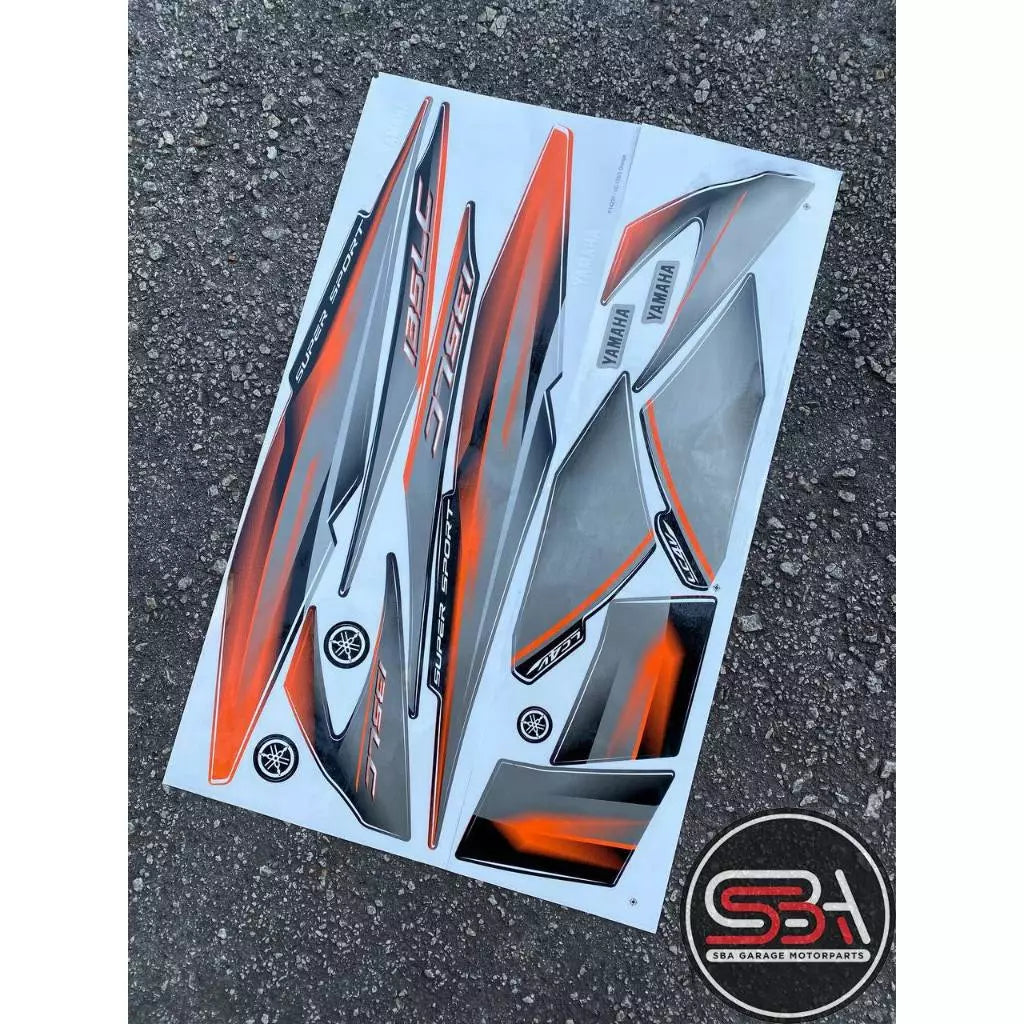 STICKER STRIPE BODYSET / COVERSET LC135 V1 MORITAKA HITAM OREN BLACK ORANGE ORIGINAL YAMAHA NO 2