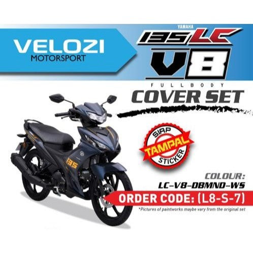 MOTORCYCLE COVERSET BODYSET LC135 LC V8 DBMND BLACK MATT FUEL INJECTION FI YAMAHA VELOZI L8-S-7 STD VELOZI V DOCTOR