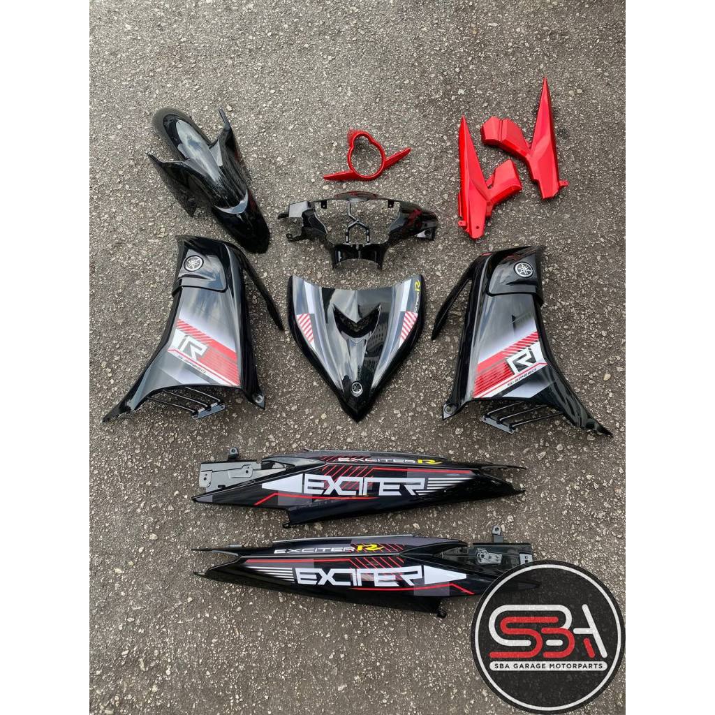 MALIBU COVERSET YAMAHA LC LC135 V2 EXCITER R RM7 BLACK RED HITAM MERAH BODYSET SIAP TANAM VELOZI WITH COVER METER