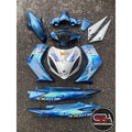 COVERSET YAMAHA LC V1 V2 V3 V4 V5 OEM EXCITER DUSK & DAWN OF THE CITY SILVER BLUE – STRIPE TANAM – FREE  EMBLEM TIMBUL