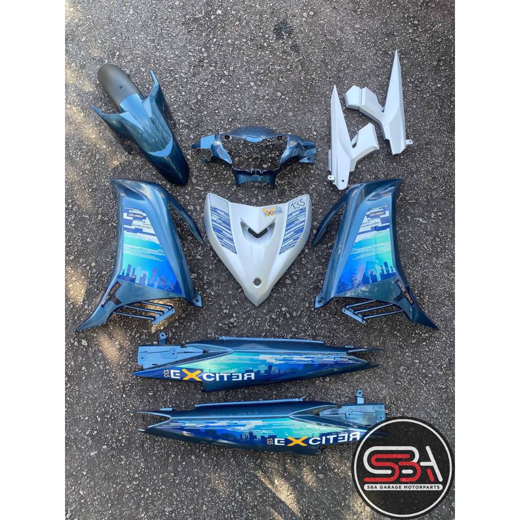 COVERSET YAMAHA LC V1 V2 V3 V4 V5 OEM EXCITER DUSK & DAWN OF THE CITY SILVER BLUE – STRIPE TANAM – FREE  EMBLEM TIMBUL