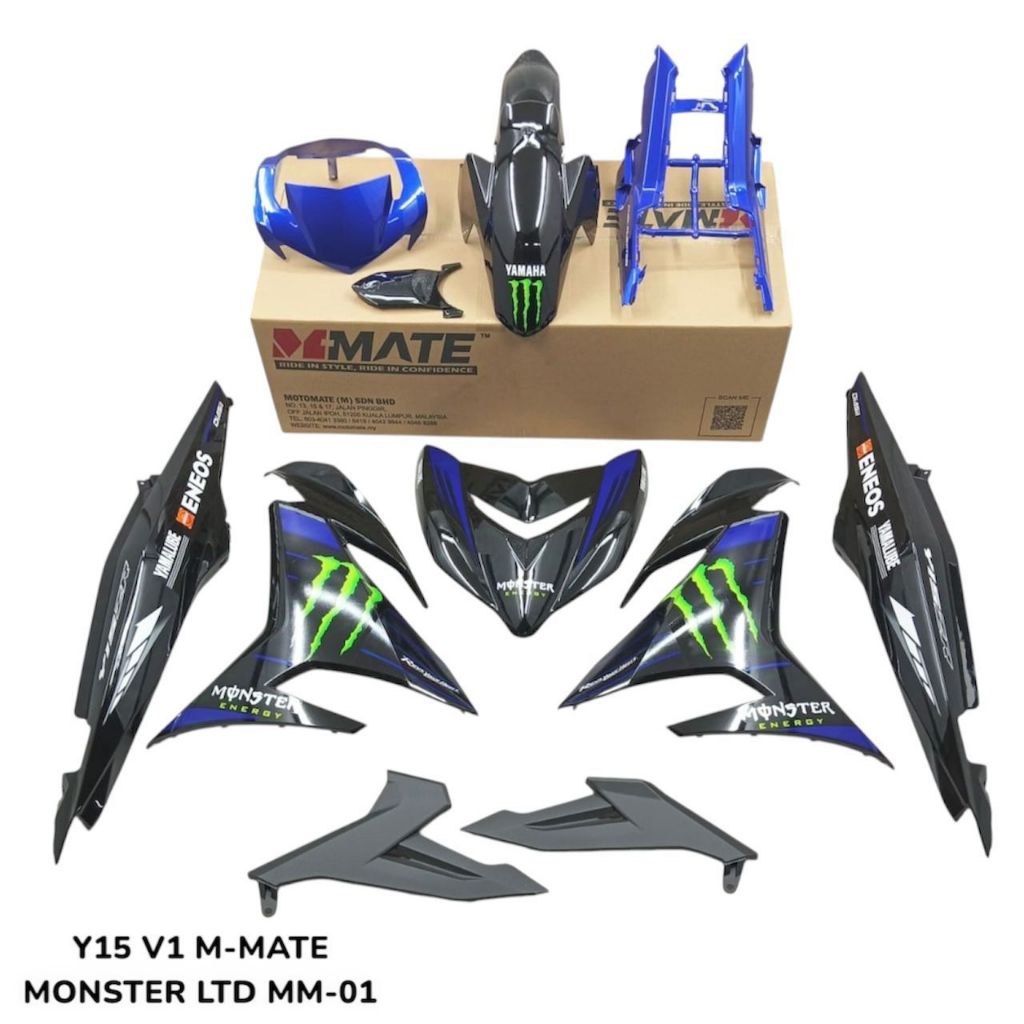 COVERSET Y15 Y15ZR V1 V2 MONSTER ENERGY STRIPE TAMPAL TANAM CLEAR DOCTOR MMATE VELOZI BODYSET YAMAHA
