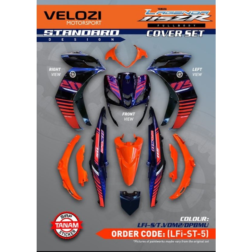 COVERSET BODYSET LAGENDA SRL 115 / 115Z Fi ORANGE 2015 020 DESIGN DOCTOR VELOZI VOM2 DPBMU SIAP TANAM