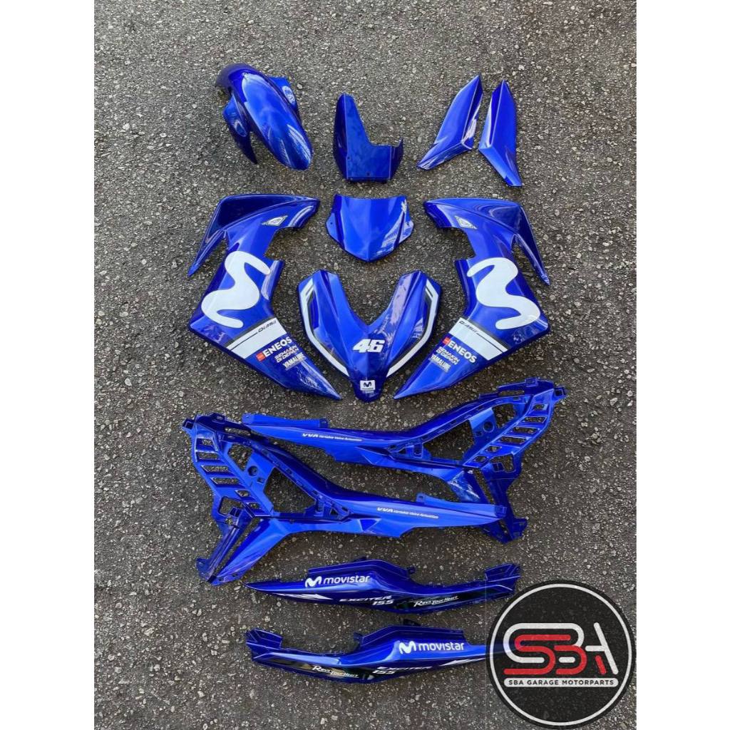 Y16 V1 V2 COVERSET Y16ZR DPBMC BLUE BIRU MOVISTAR M PUTIH ORIGINAL VELOZI YAMAHA SIAP TANAM READY STOK M1 M2