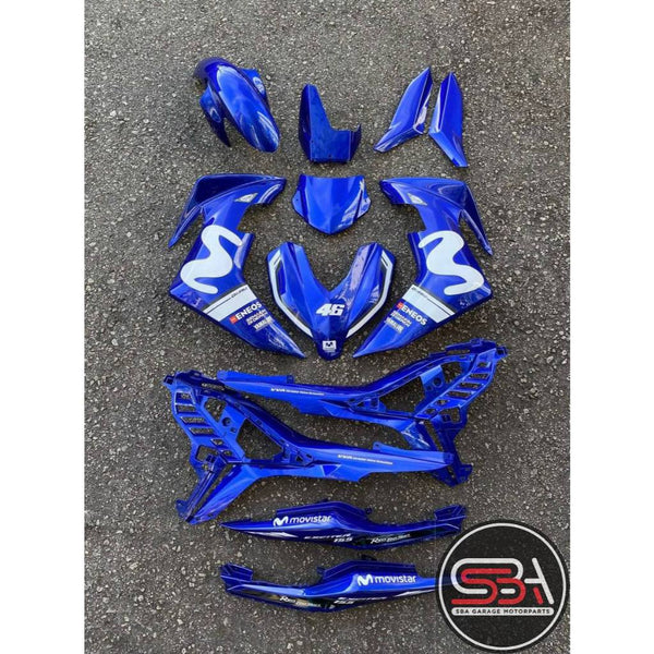 Y16 V1 V2 COVERSET Y16ZR DPBMC MOVISTAR BLUE WHITE ORIGINAL VELOZI YAMAHA READY TO INSTALL READY STOCK M1 M2