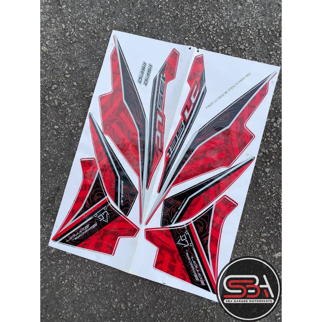 STICKER STRIPE BODYSET COVERSET LC 135 V7 MORITAKA STEALTH FIERY RED SE ORIGINAL YAMAHA