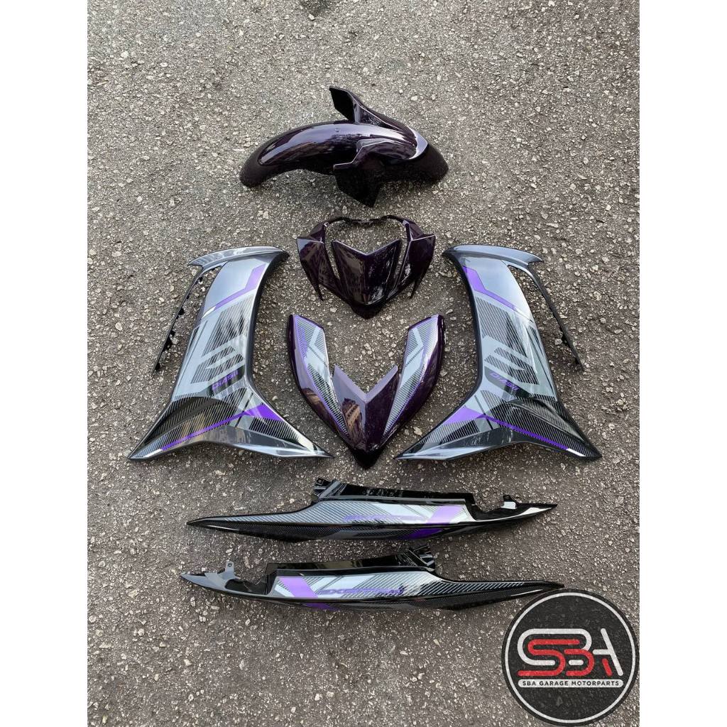 MOTORCYCLE COVERSET BODYSET LC135 LC V8 RC PURPLE BLACK FUEL INJECTION FI YAMAHA SIAP TANAM VELOZI L8-RC-7