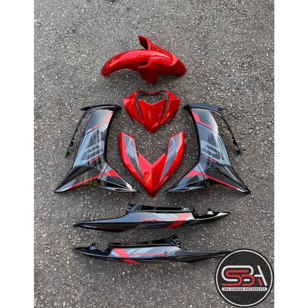 MOTORCYCLE COVERSET BODYSET LC135 LC V8 RC RM7 RED BLACK FUEL INJECTION FI YAMAHA SIAP TANAM VELOZI L8-RC-4