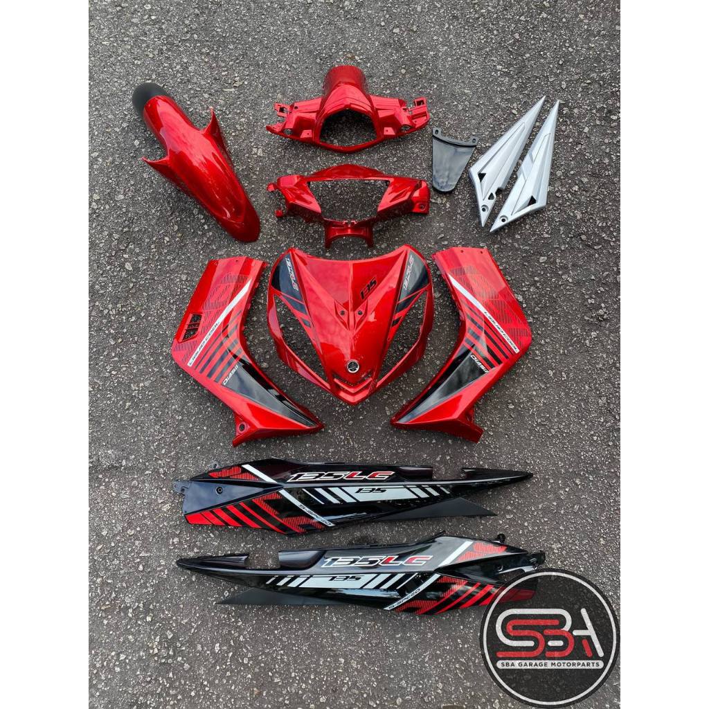 COVERSET BODYSET YAMAHA LC135 LC 135 V1 RM7 MERAH BLACK BATMAN ( L1-BM-2 ) STRIPE SIAP TAMPAL VELOZI