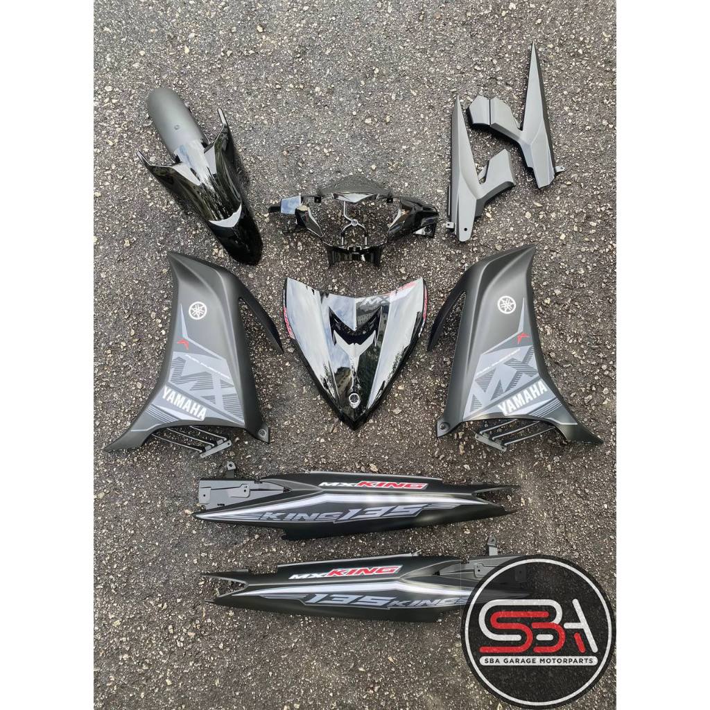 COVERSET BODYSET YAMAHA LC LC135 V4-V6 MX BLACK RED STRIPE SIAP TAMPAL OEM FREE EMBLEM TIMBUL