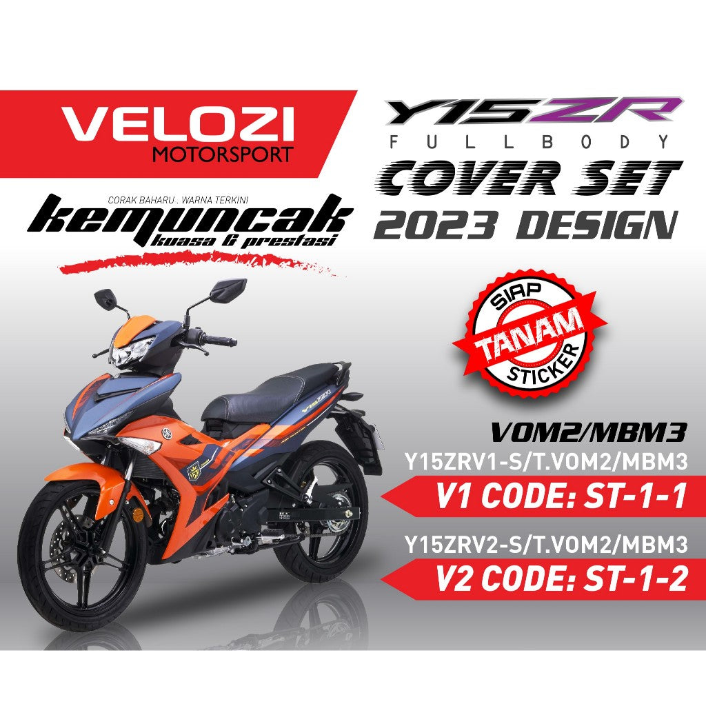 COVERSET BODYSET ORIGINAL VELOZI TANAM SET Y15 Y15ZR YSUKU V1 V2 ORANGE MBM3 VOM2 2023 DESIGN STANDARD SIAP TANAM