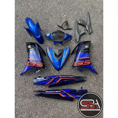 COVERSET YAMAHA BODYSET LC 135 V4 V5 V6 EXCITER 2021 BLUE STRIPE TANAM FREE EMBLEM OEM VELOZI L6-ECT-4