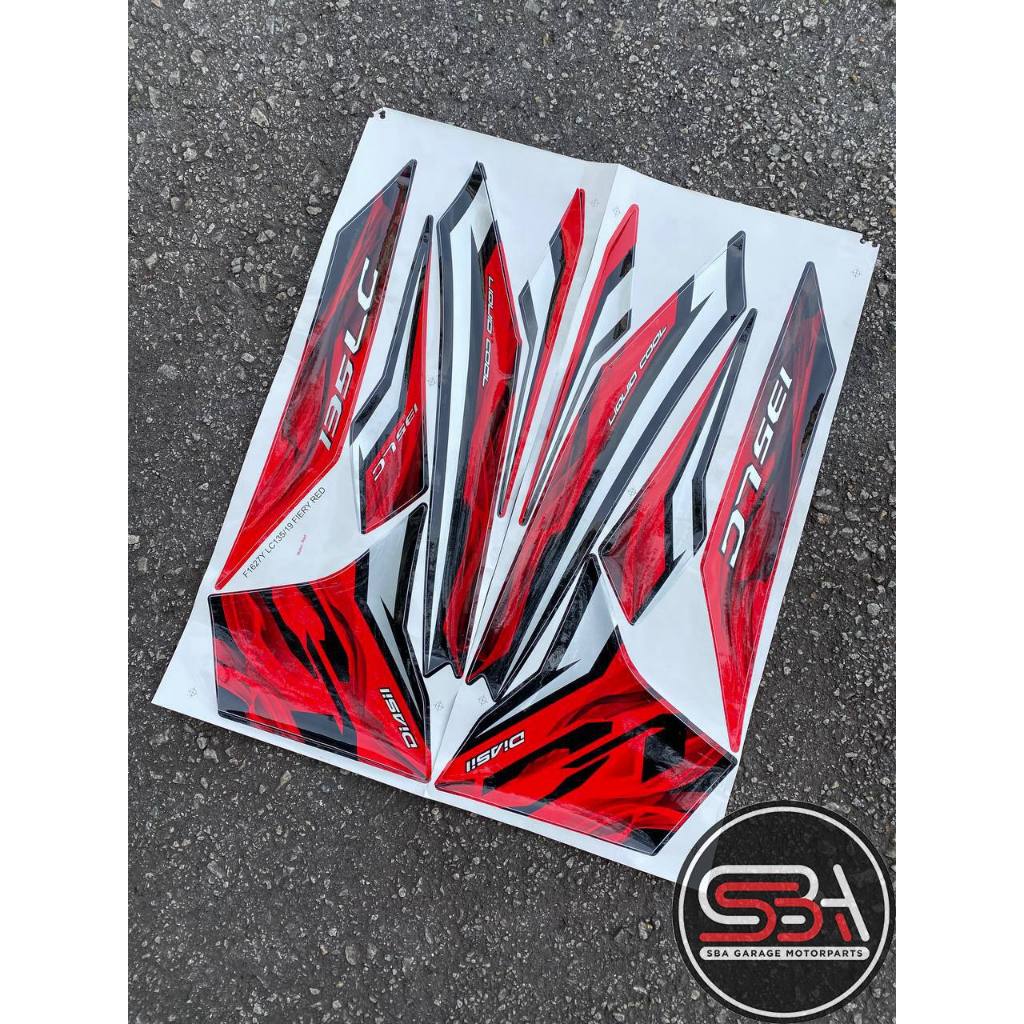 STICKER STRIPE COVERSET BODYSET LC 135 V2 HINGGA V7 YAMAHA FIERY RED MERAH MORITAKA NO 19