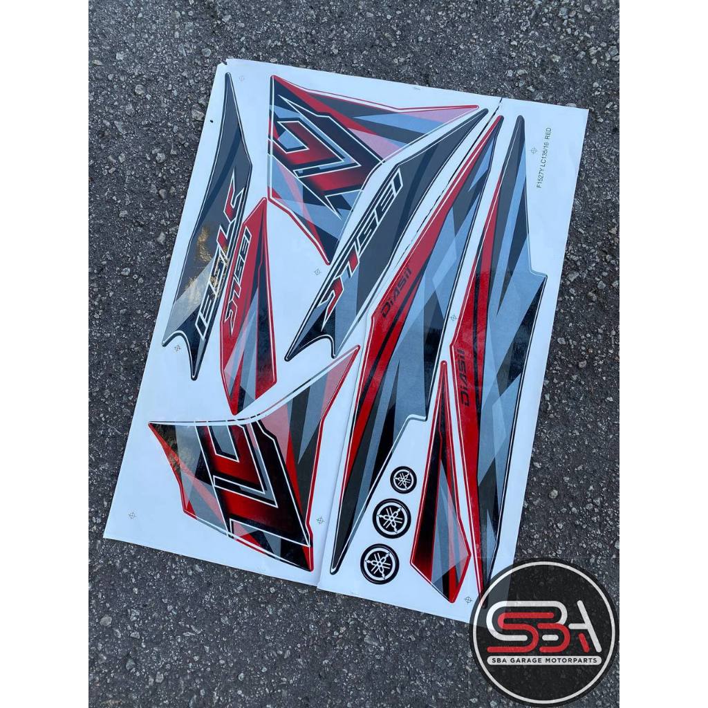 STICKER STRIPE BODY SET COVERSET LC 135 V4 V5 YAMAHA MORITAKA RED / MERAH NO 16