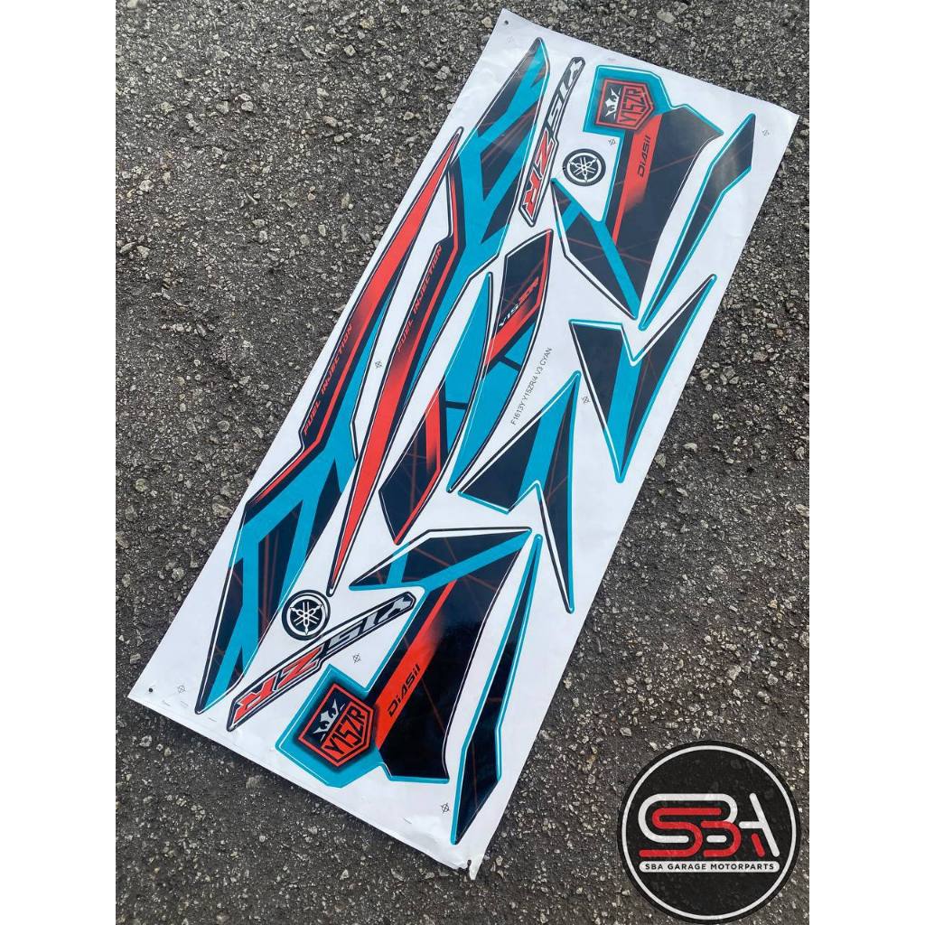 STICKER BODYSET / STRIPE COVERSET Y15 V1 V2 RED BLUE SILVER CYAN MATTE TITAN RAPTOR MORITAKA YAMAHA ORIGINAL NO 4