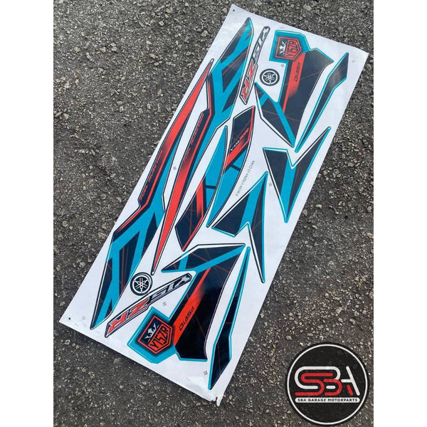 STICKER BODYSET / STRIPE COVERSET Y15 V1 V2 RED BLUE SILVER CYAN MATTE TITAN RAPTOR MORITAKA YAMAHA ORIGINAL NO 4