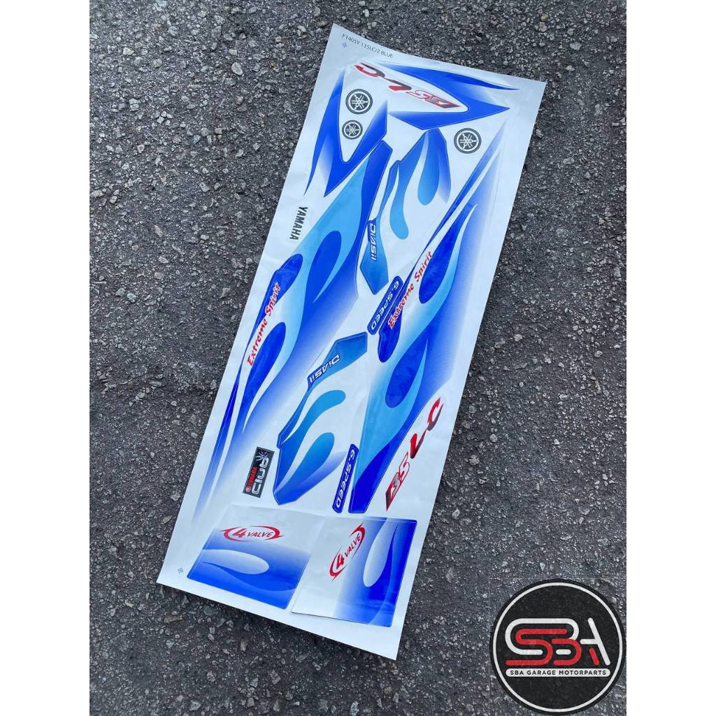 STICKER STRIPE BODY SET / COVERSET LC LC135 V1 MORITAKA SET API BIRU YAMAHA ORIGINAL