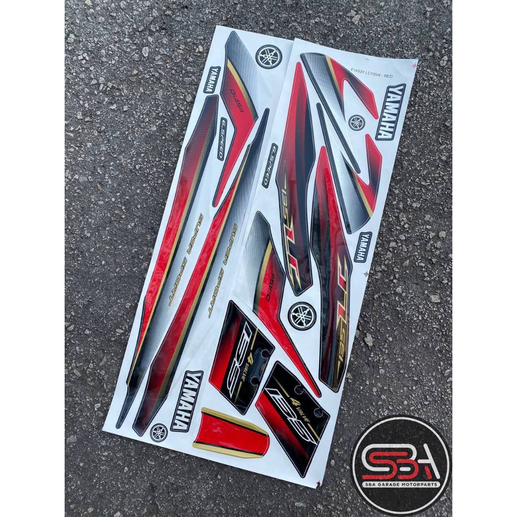 STICKER BODYSET / STRIPE COVERSET LC135 V1 DRMK MAROON GOLD MORITAKA YAMAHA ORIGINAL NO 4