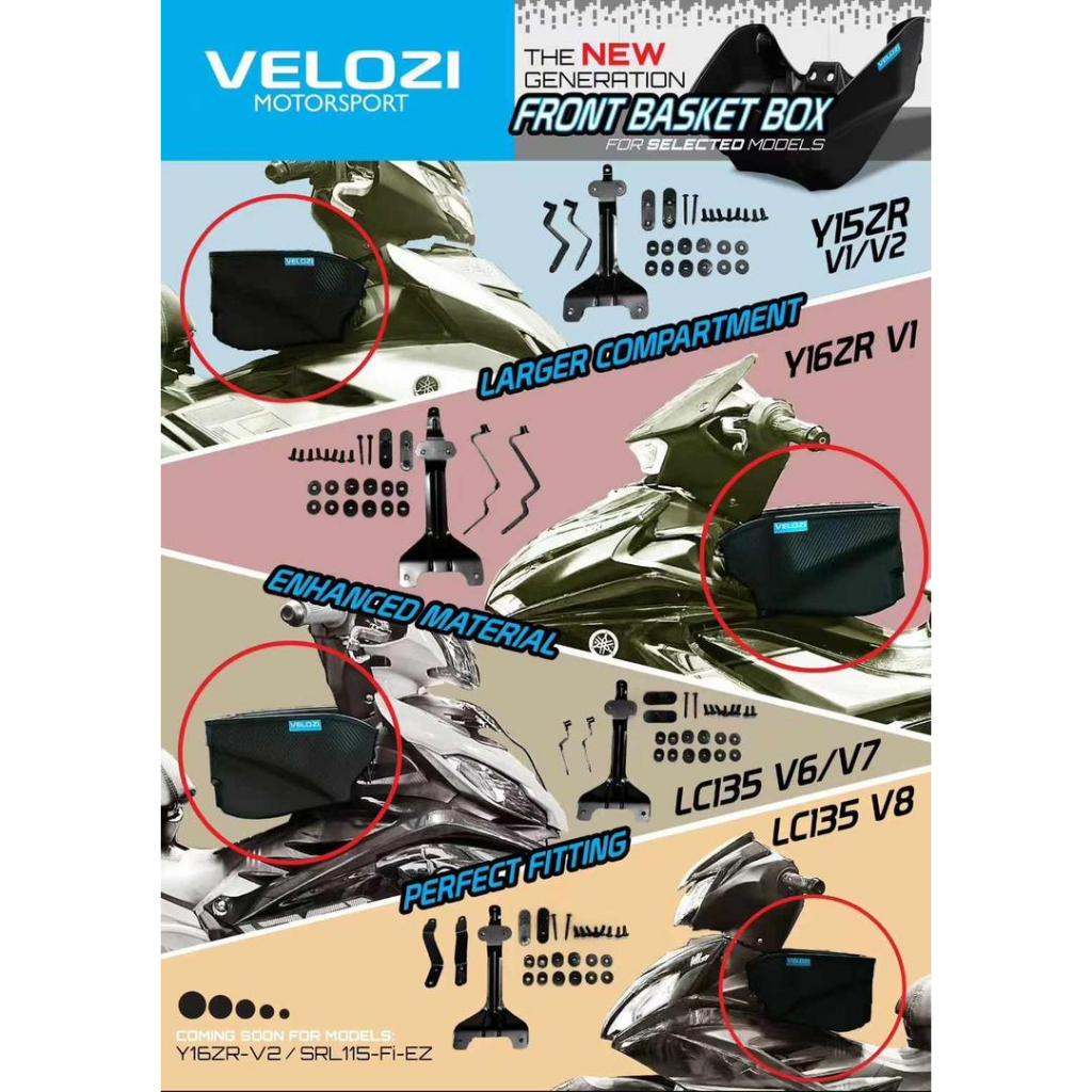 FRONT BASKET BOX STORAGE BAKUL DEPAN VERSION VELOZI UTK Y15ZR V1 V2 Y16ZR V1 V2 LC 135 V4 V5 V6 V7 V8 LAGENDA FI