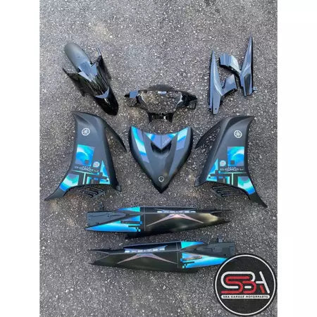 COVERSET BODYSET LC LC135 OEM V1 V2 V3 V4 V5 V6 2020 EXCITER DOXOU FULL BLACK / PINK BLACK STRIPE TANAM
