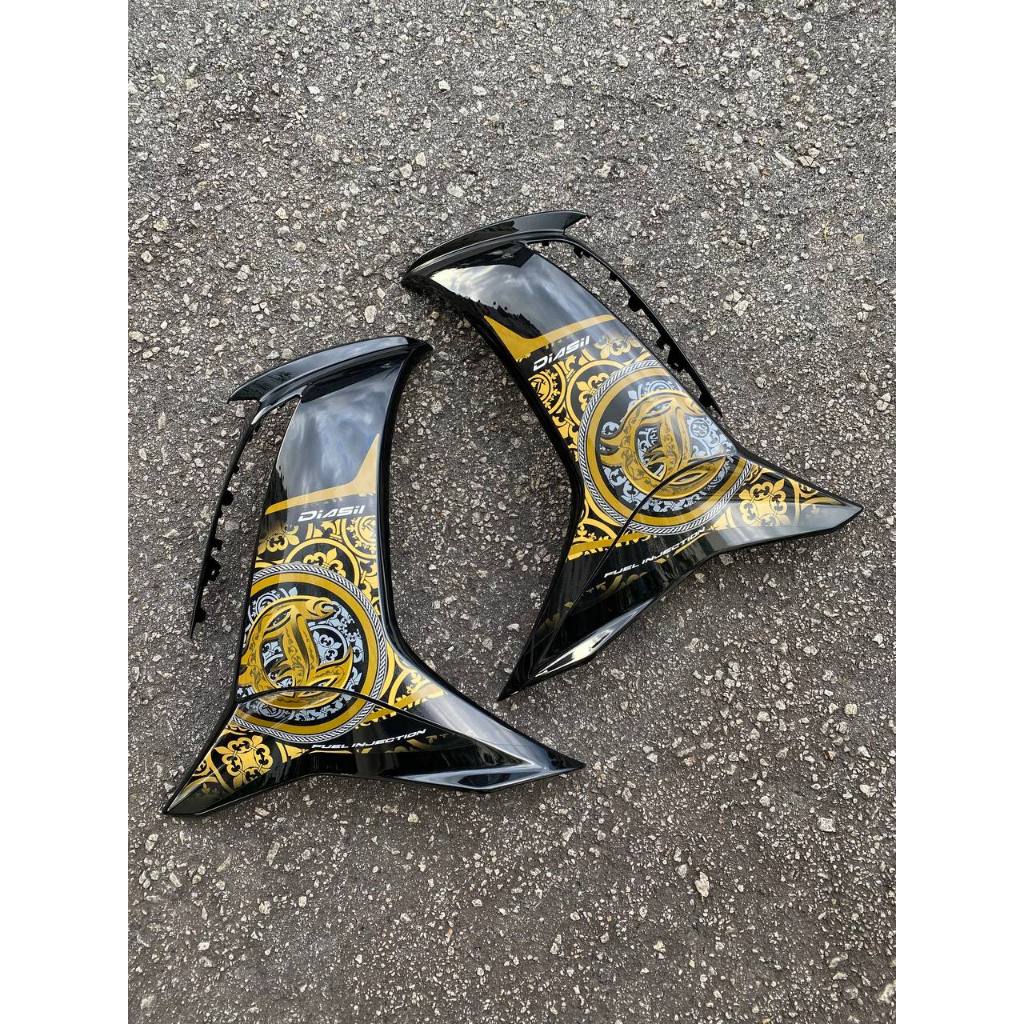 COVERSET BODYSET LC135 LC V8 BATIK GOLD METALIC BLACK HITAM L8-B-1 FUEL INJECTION FI YAMAHA SIAP TANAM VELOZI