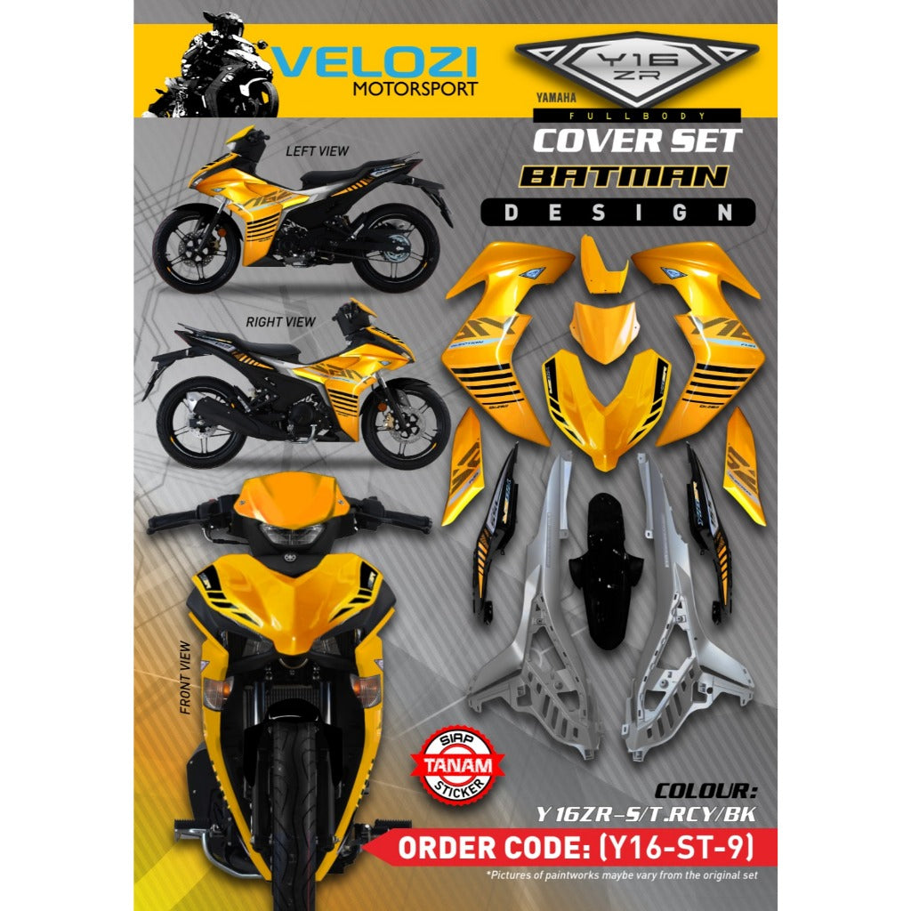 Y16 COVERSET Y16ZR YELLOW BLACK RCY BK BATMAN DESIGN 2015 VELOZI SIAP TANAM BODYSET Y16-ST-9