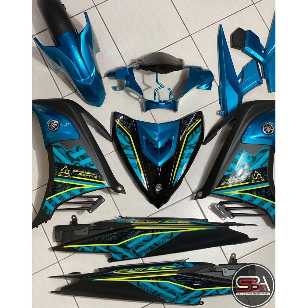 STICKER STRIPE BODYSET COVERSET LC 135 V7 MORITAKA SE STEALTH METALIC CYAN ORIGINAL YAMAHA