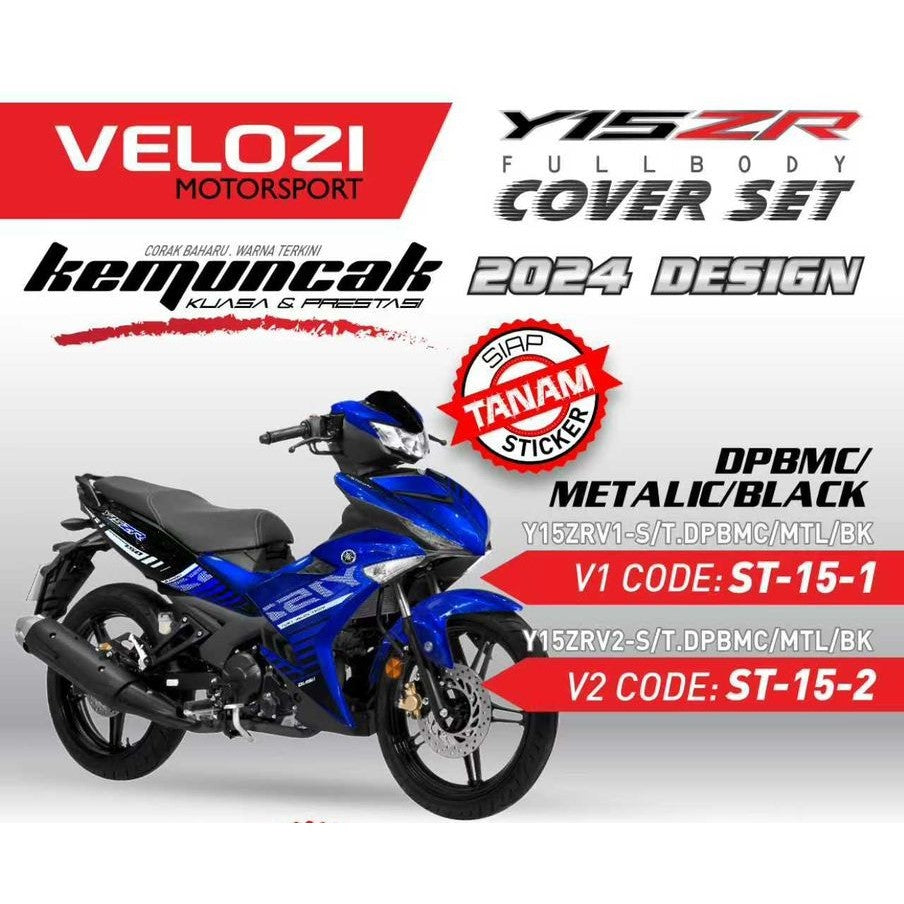 COVERSET BODYSET Y15ZR V1 V2 BIRU BLUE DPBMC 2015 DESIGN BATMAN SIAP TANAM PREMIUM EDITION Y15 ORIGINAL VELOZI ST15