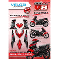MOTORCYCLE COVERSET BODYSET LC135 LC V8 RC RM7 RED BLACK FUEL INJECTION FI YAMAHA SIAP TANAM VELOZI L8-RC-4