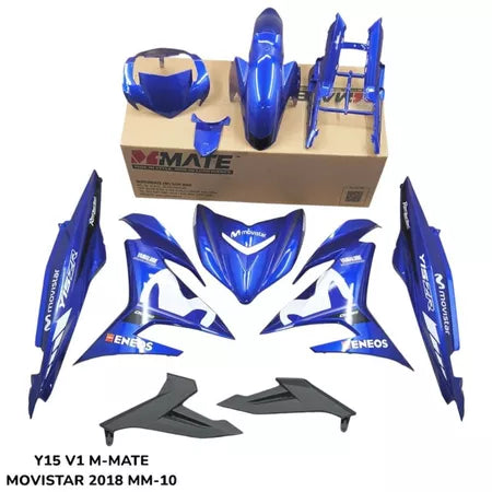 COVERSET Y15 Y15ZR 2018 V1 V2 MOVISTAR BIRU DPBMC M PUTIH HLY / OEM VELOZI SET STRIPE TANAM / TAMPAL 6WM M1