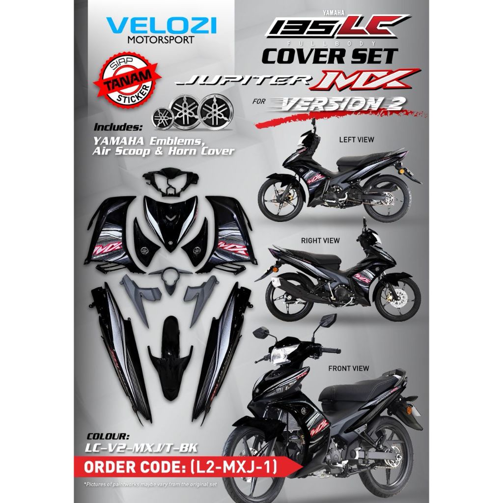 COVERSET BODYSET YAMAHA LC LC135 V2 V3 V4 V5 V6 V7 JUPITER MX BLACK MM-16 MM-01 SIAP TAMPAL M MATE FULLSET VELOZI TANAM