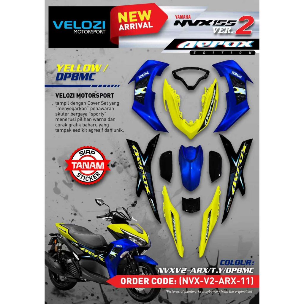 COVERSET BODYSET NVX 155 NVX155 V2 YAMAHA YELLOW DPBMC AEROX EDITION VELOZI SIAP TANAM NVX-V2-ARX-11