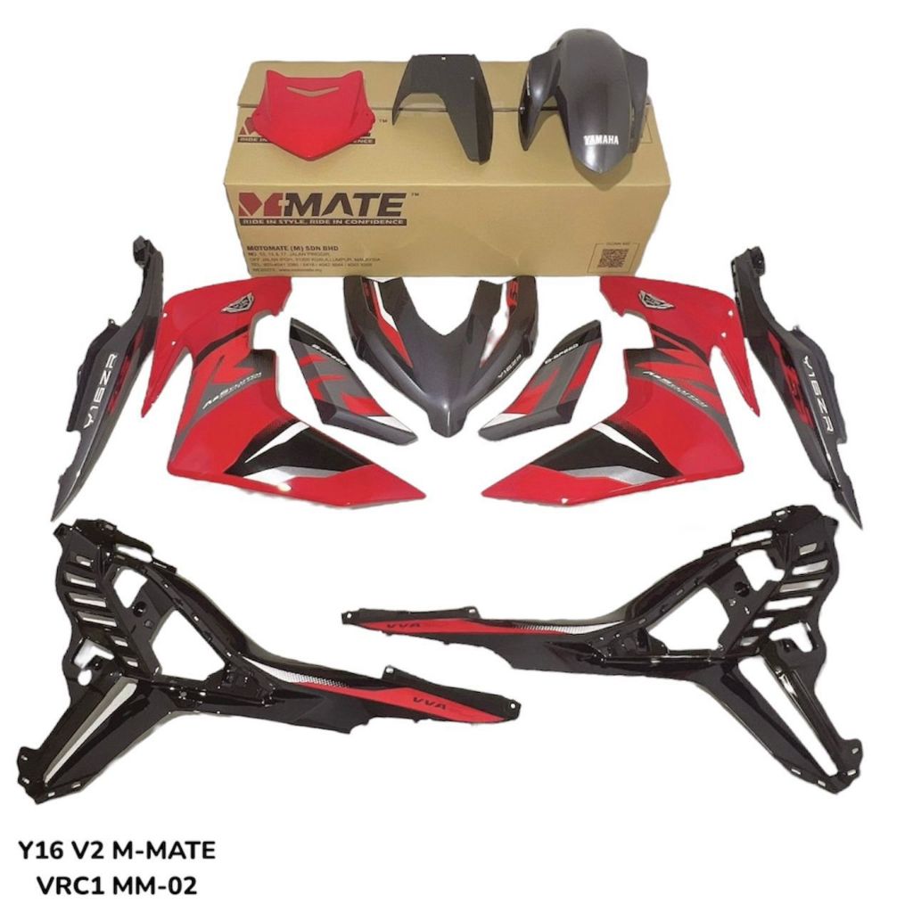 Y16 V1 V2 ABS COVERSET Y16ZR VRC GREY RED 2025 STANDARD DESIGN ORIGINAL VELOZI YAMAHA SIAP TAMPAL READY STOK
