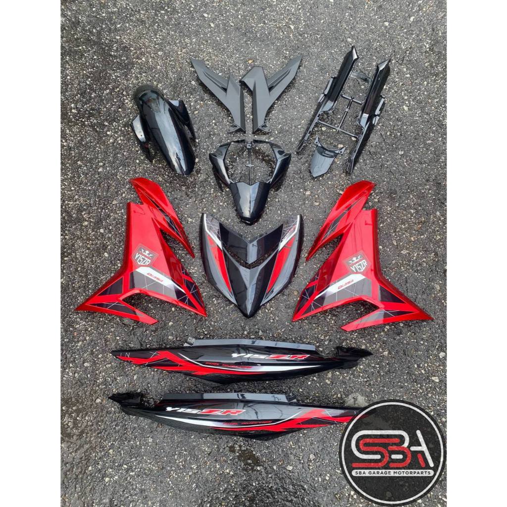 COVERSET BODYSET MOTORSIKAL YAMAHA Y15 Y15ZR V1 V2 RM7 BLACK METALIC MERAH HITAM DOCTOR 034 SIAP TANAM