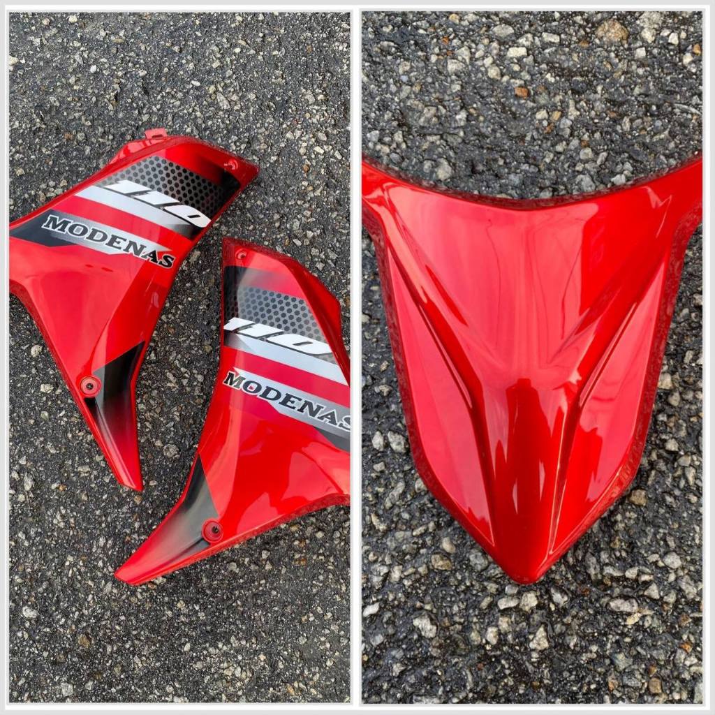 COVERSET BODYSET MODENAS KRISS MR3 DRUM RED BLACK MERAH HITAM SIAP TAMPAL M SEKI SET