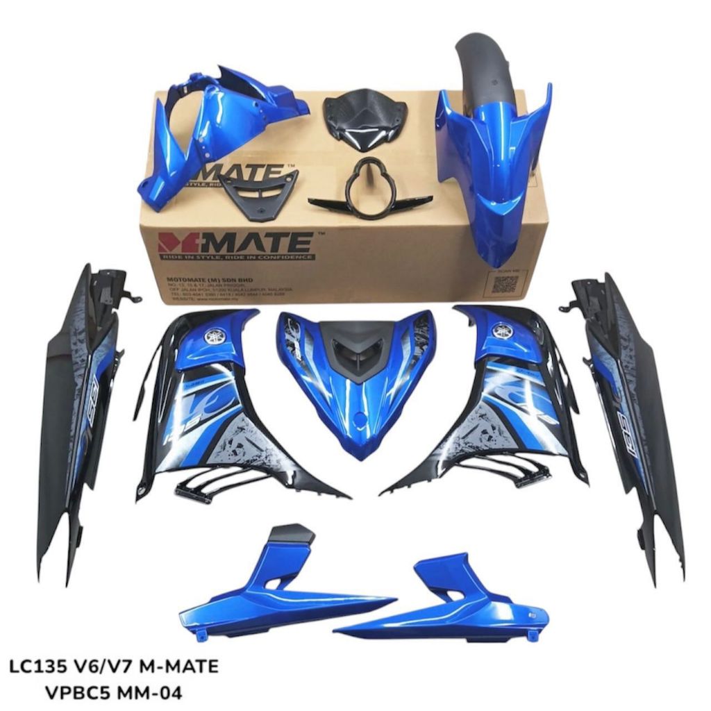 COVERSET YAMAHA SIAP TANAM LC135 LC V6 V7 BLUE THUNDER STANDARD VPBC5 HLY M MATE SIAP STICKER TERMASUK EMBLEM