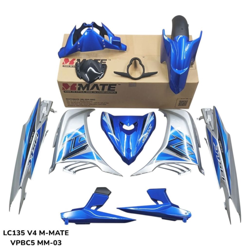 COVERSET BODYSET YAMAHA HLY LC V4 V5 BIRU SILVER S3 ORIGINAL HONG LEONG YAMAHA HLY / MMATE FREE EMBLEM TIMBUL