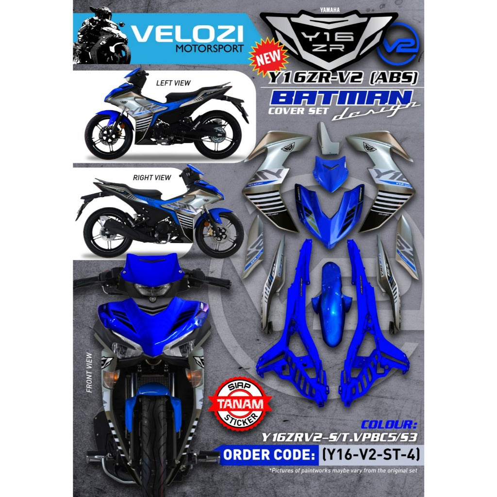 Y16 COVERSET Y16ZR V1 V2 VPBC5 S3 BLUE SILVER 2015 DESIGN Y16-ST-7 ORIGINAL VELOZI YAMAHA EMBEDDED READY STOCK