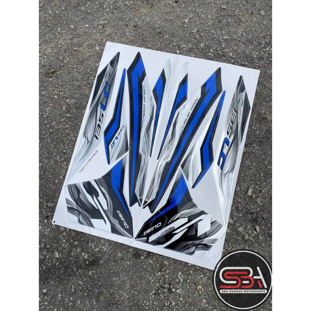 STICKER COVERSET LC 135 V6 V7 YAMAHA METALIC BIRU SILVER BLUE MORITAKA NO 19