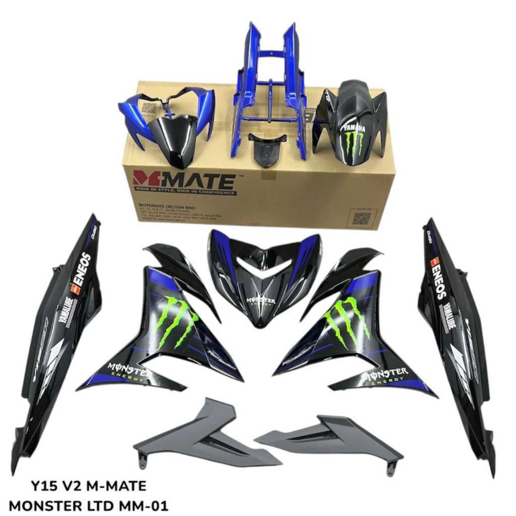 COVERSET Y15 Y15ZR V1 V2 MONSTER ENERGY STRIPE TAMPAL TANAM CLEAR DOCTOR MMATE VELOZI BODYSET YAMAHA