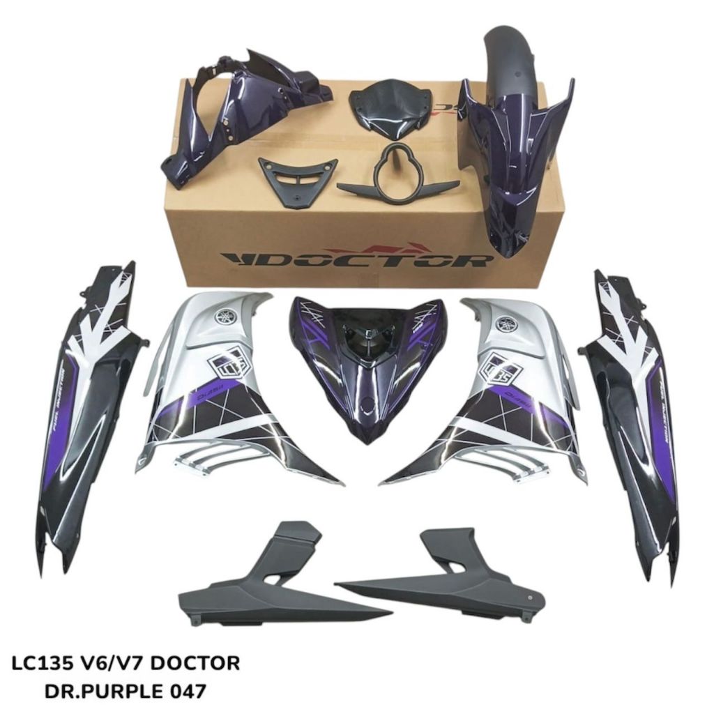 COVERSET BODYSET YAMAHA LC LC135 V6 V7 BPM1 S3 PURPLE SILVER STANDARD STRIPE TANAM VELOZI L6-ST-13 DOCTOR 047