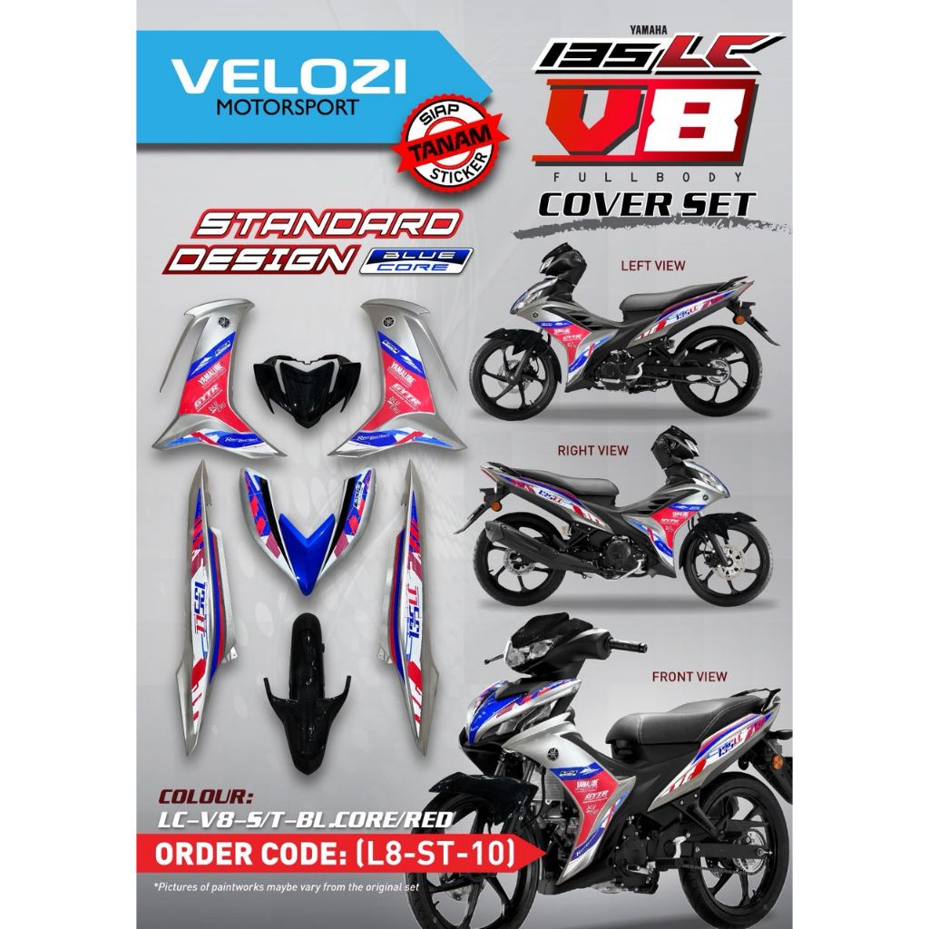 COVERSET BODYSET LC135 LC V8 DR BLUE CORE - RED VERSION DESIGN FUEL INJECTION FI YAMAHA SIAP TANAM DOCTOR OEM