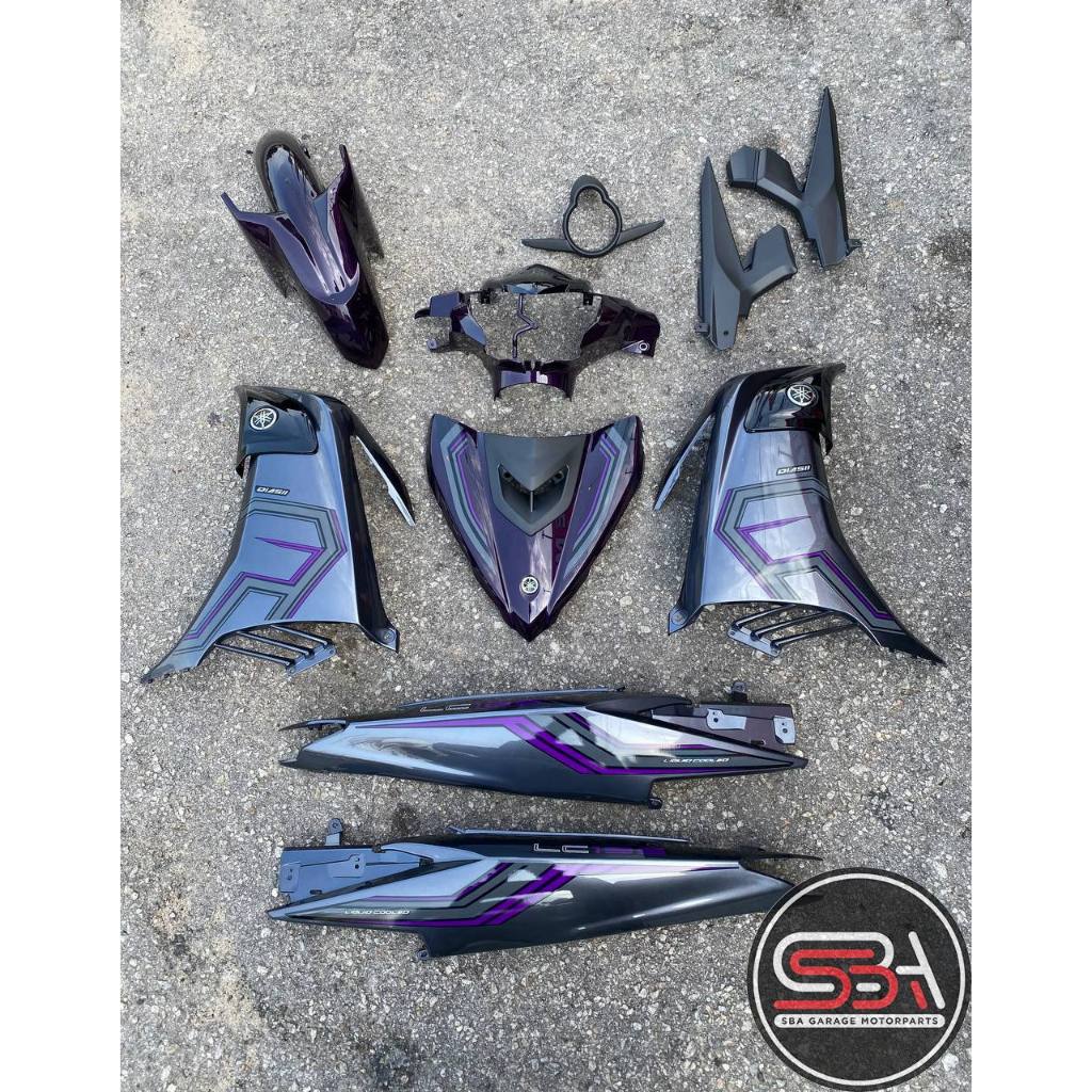 YAMAHA LC LC135 V6 V7 PURPLE GREY MATELIC PATTERN LINE 2022 - COVERSET BODYSET SIAP TANAM VELOZI WITH COVER METER SD16