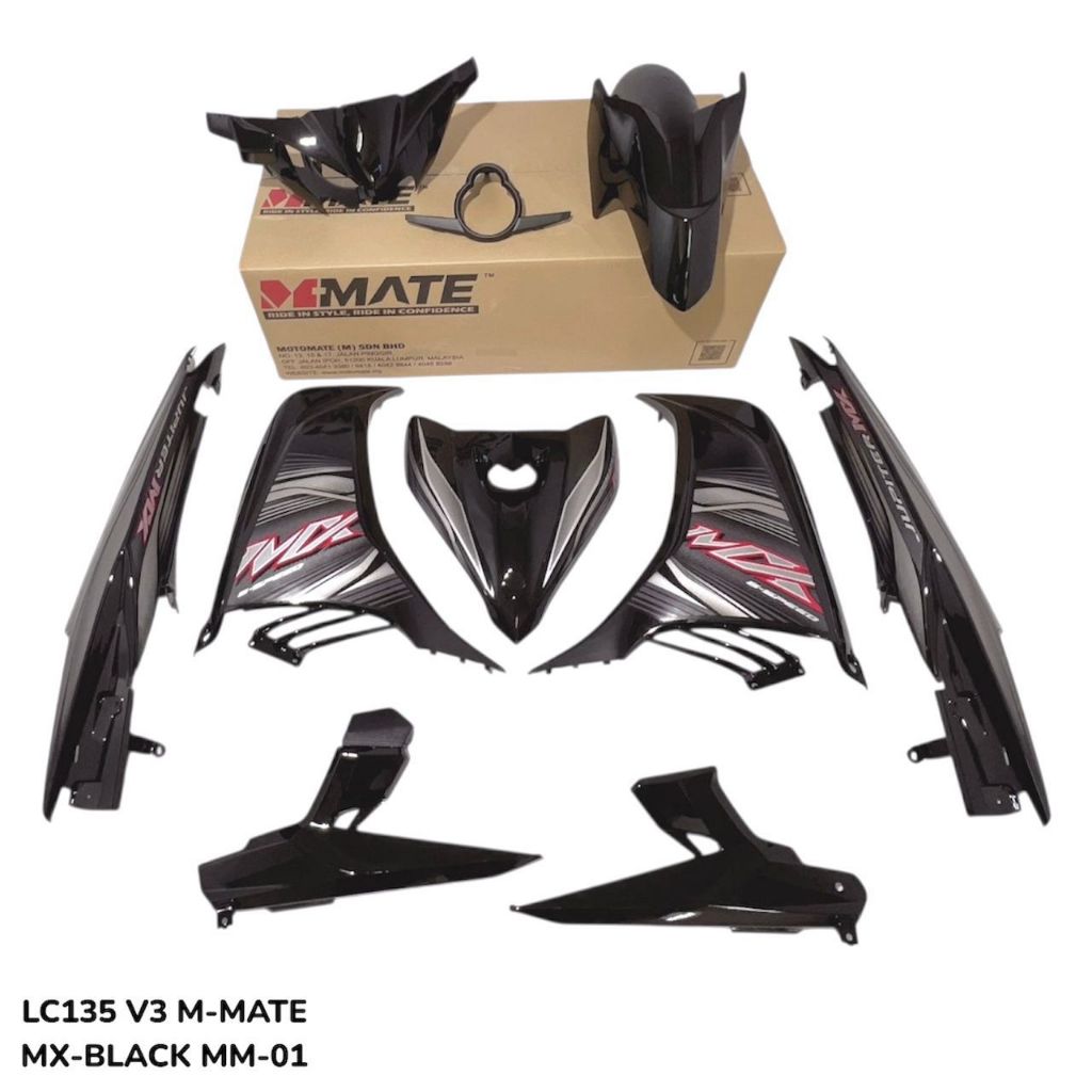 COVERSET BODYSET YAMAHA LC LC135 V2 V3 V4 V5 V6 V7 JUPITER MX BLACK MM-16 MM-01 SIAP TAMPAL M MATE FULLSET VELOZI TANAM