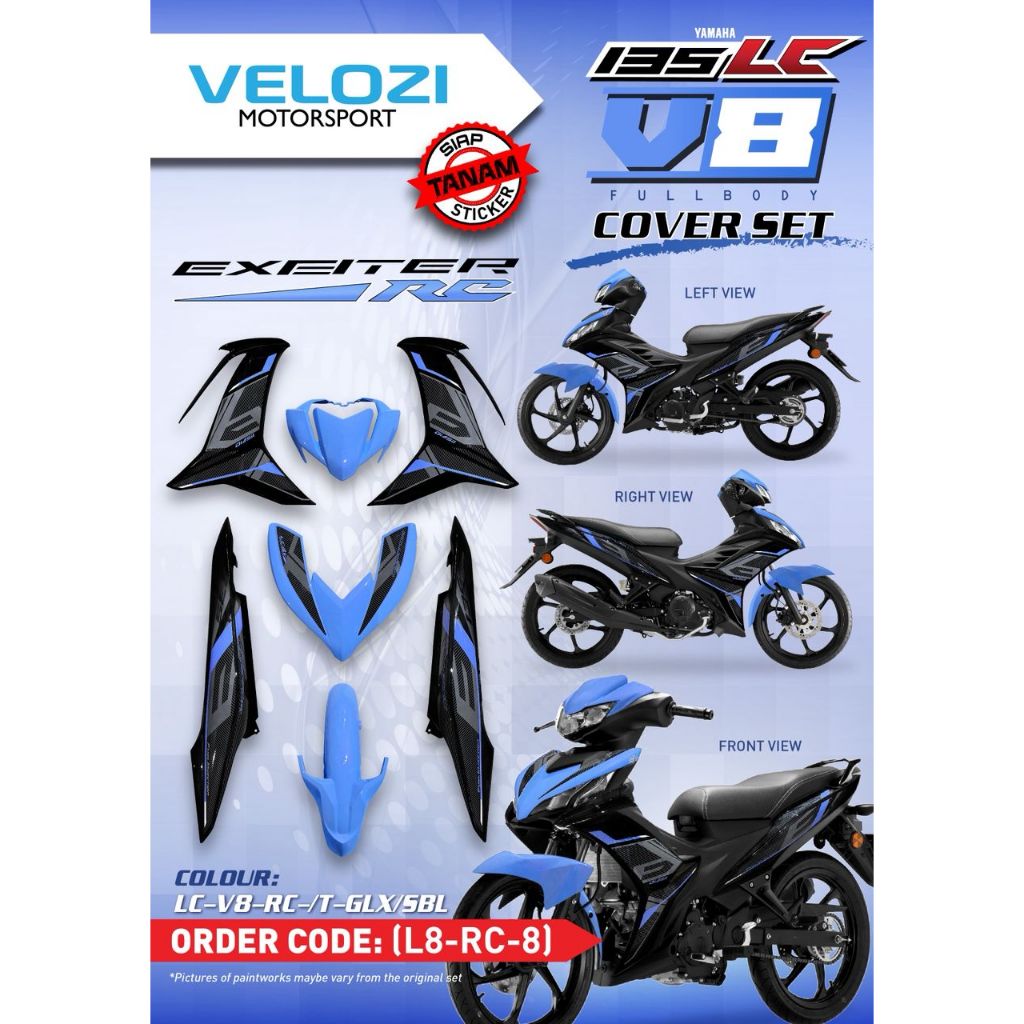 LC135 LC V8 EXCITER RC GALAXY BLUE L8-RC-8 FUEL INJECTION FI YAMAHA COVERSET READY TO INSTALL VELOZI