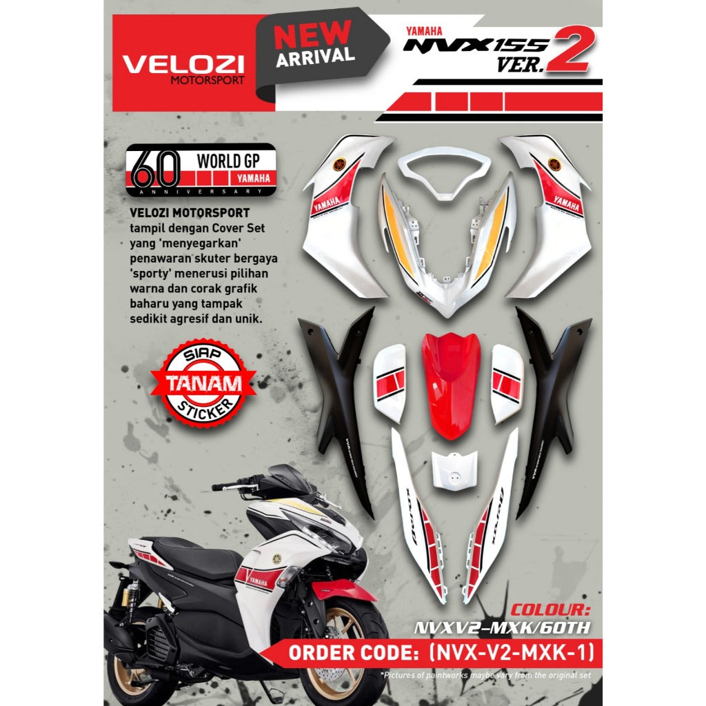 COVERSET BODYSET NVX 155 NVX155 V2 YAMAHA DOCTOR VELOZI 60TH ANNIVERSARY WORLD GP 001 SIAP TANAM NVX-V2-MXK-1