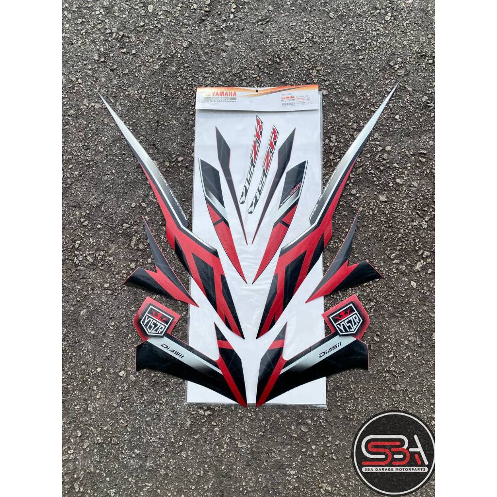 STICKER BODYSET / STRIPE COVERSET Y15 V1 V2 RED BLUE SILVER CYAN MATTE TITAN RAPTOR MORITAKA YAMAHA ORIGINAL NO 4