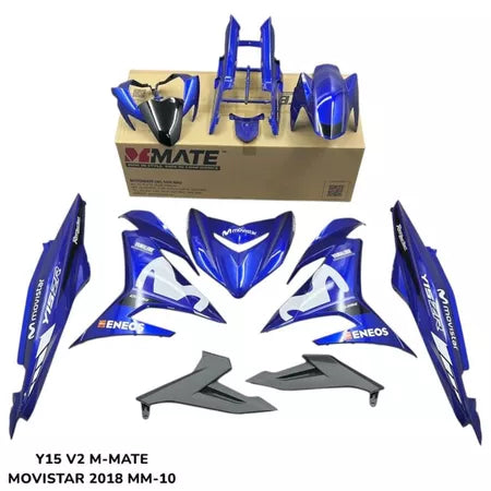 COVERSET Y15 Y15ZR 2018 V1 V2 MOVISTAR BIRU DPBMC M PUTIH HLY / OEM VELOZI SET STRIPE TANAM / TAMPAL 6WM M1