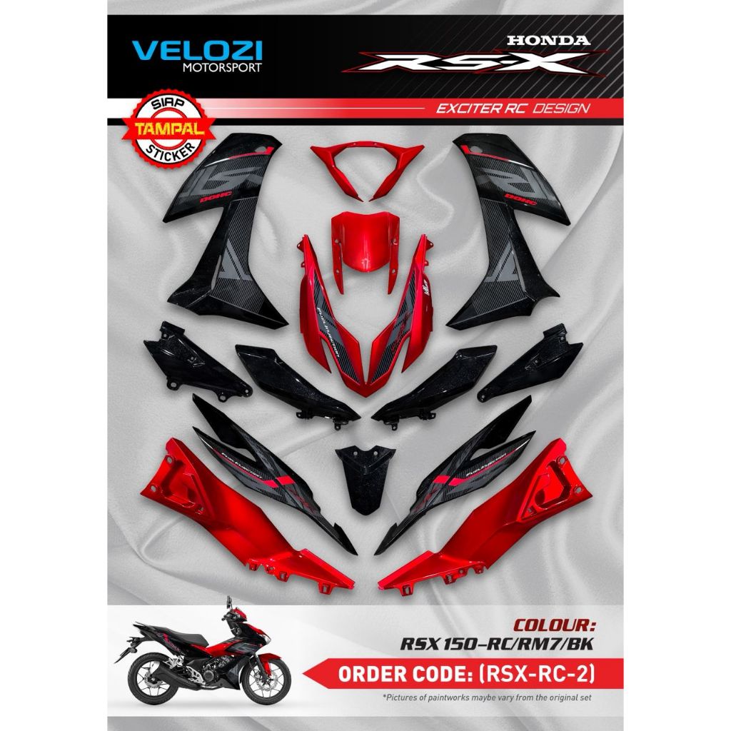 HONDA RSX RS-X 150 RSX150 COVERSET EXCITER RC RED RM7 BLACK VELOZI RSX-RC-2 SIAP TANAM CLEAR