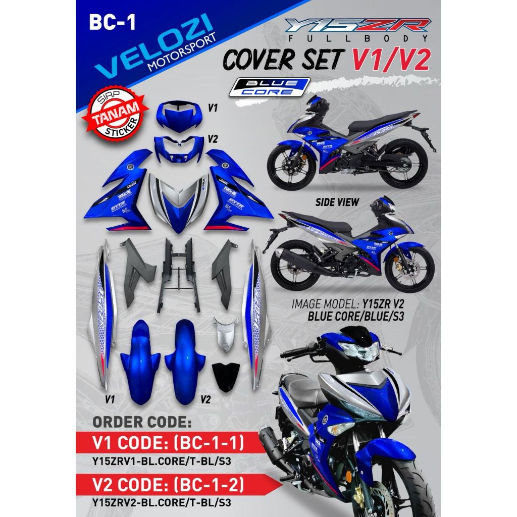 COVERSET Y15ZR V1 V2 BLUE CORE BLUE S3 COVER SET BODYSET Y15ZR Y15 YSUKU VELOZI SIAP TANAM BC-1